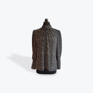 Express Chic Black and White Patterned Blouse